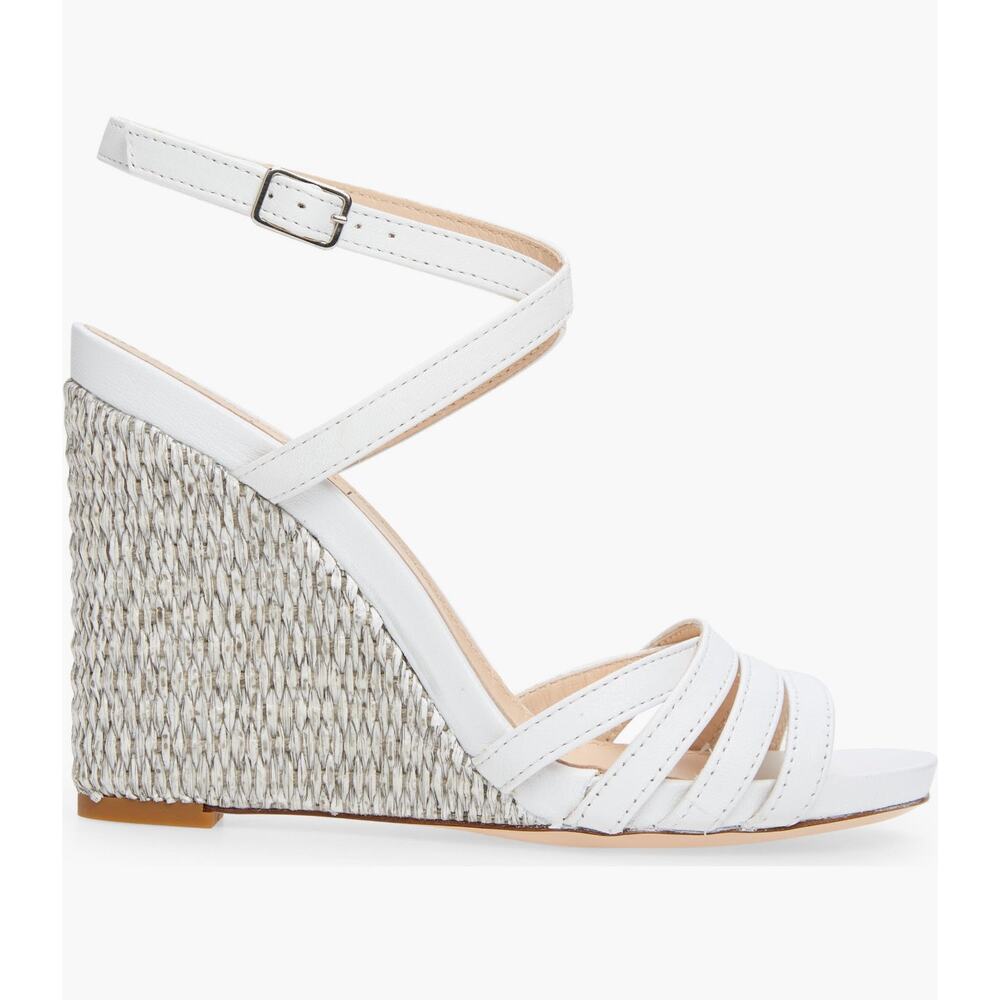 AGL Dora White Wedge Sandals Ankle Strap Leather Size EU 35.5 US 5.5